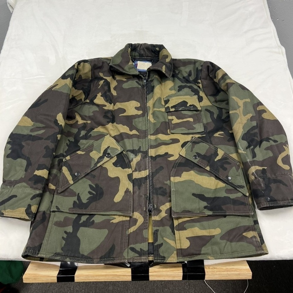 Chiller Killer Saf-T-Bak Camo Jacket Mens XL Green Woodland Quilted Field Coat